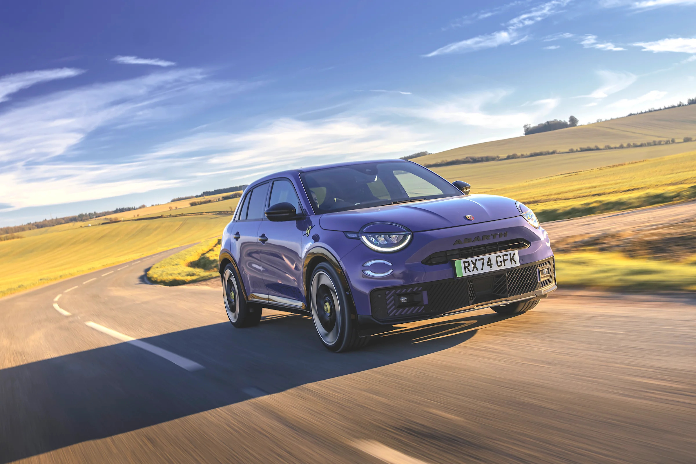 The Abarth is lower and wider than the standard 600e